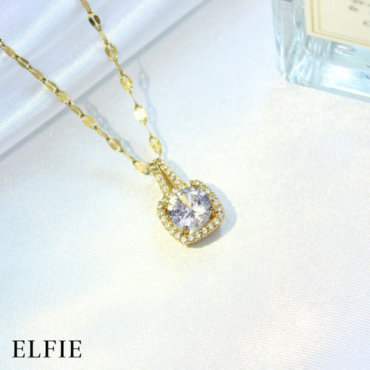 Gold Zirconia Pendant Titanium Necklace