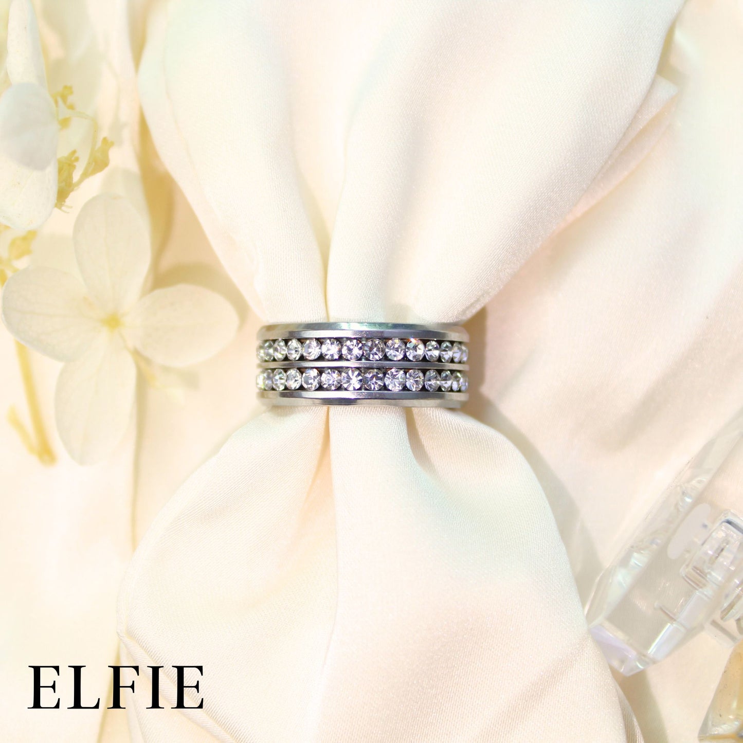 Double Diamond Strip Titanium Ring