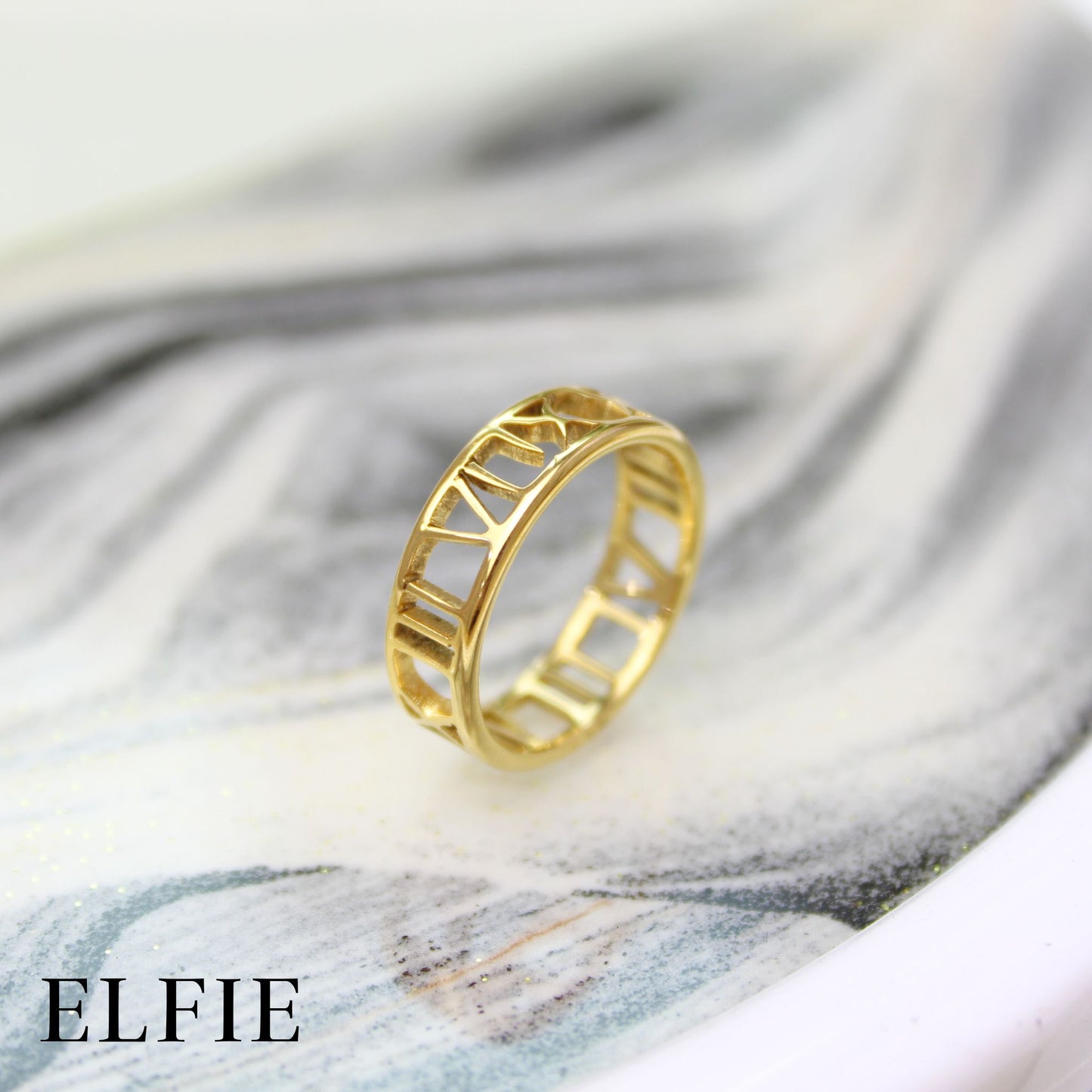 Roman Clock Titanium Ring