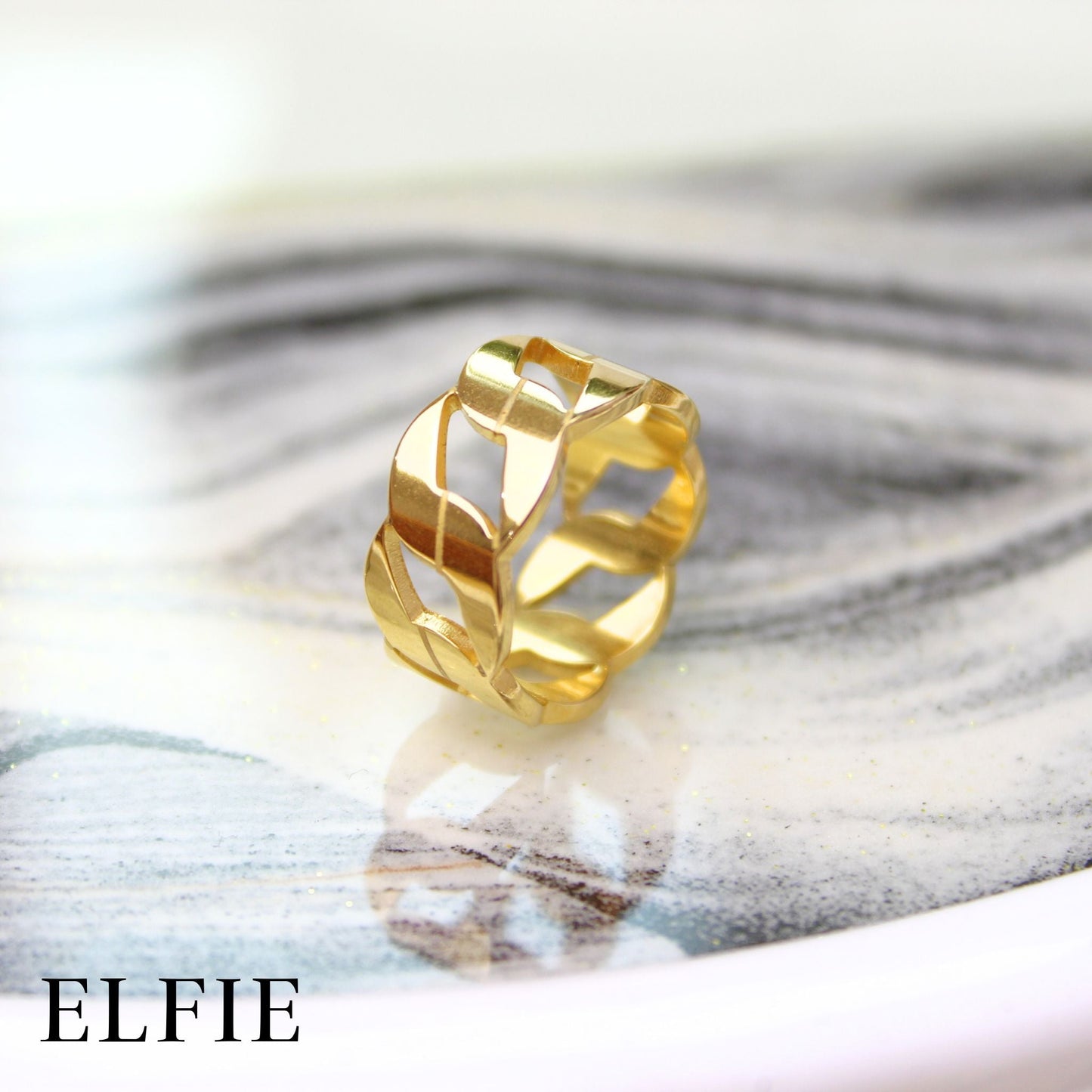 Masculine Big Chain Design Titanium Ring