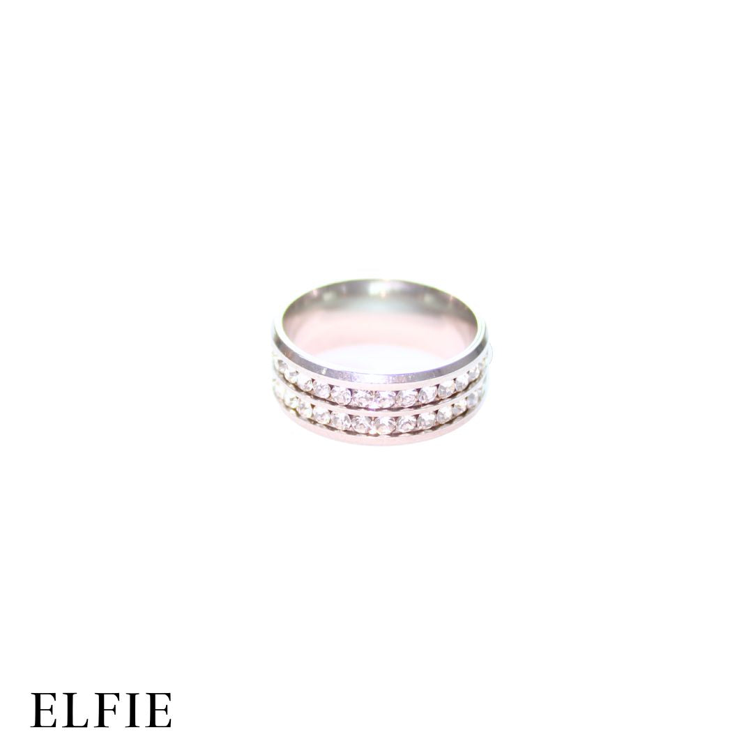 Double Diamond Strip Titanium Ring