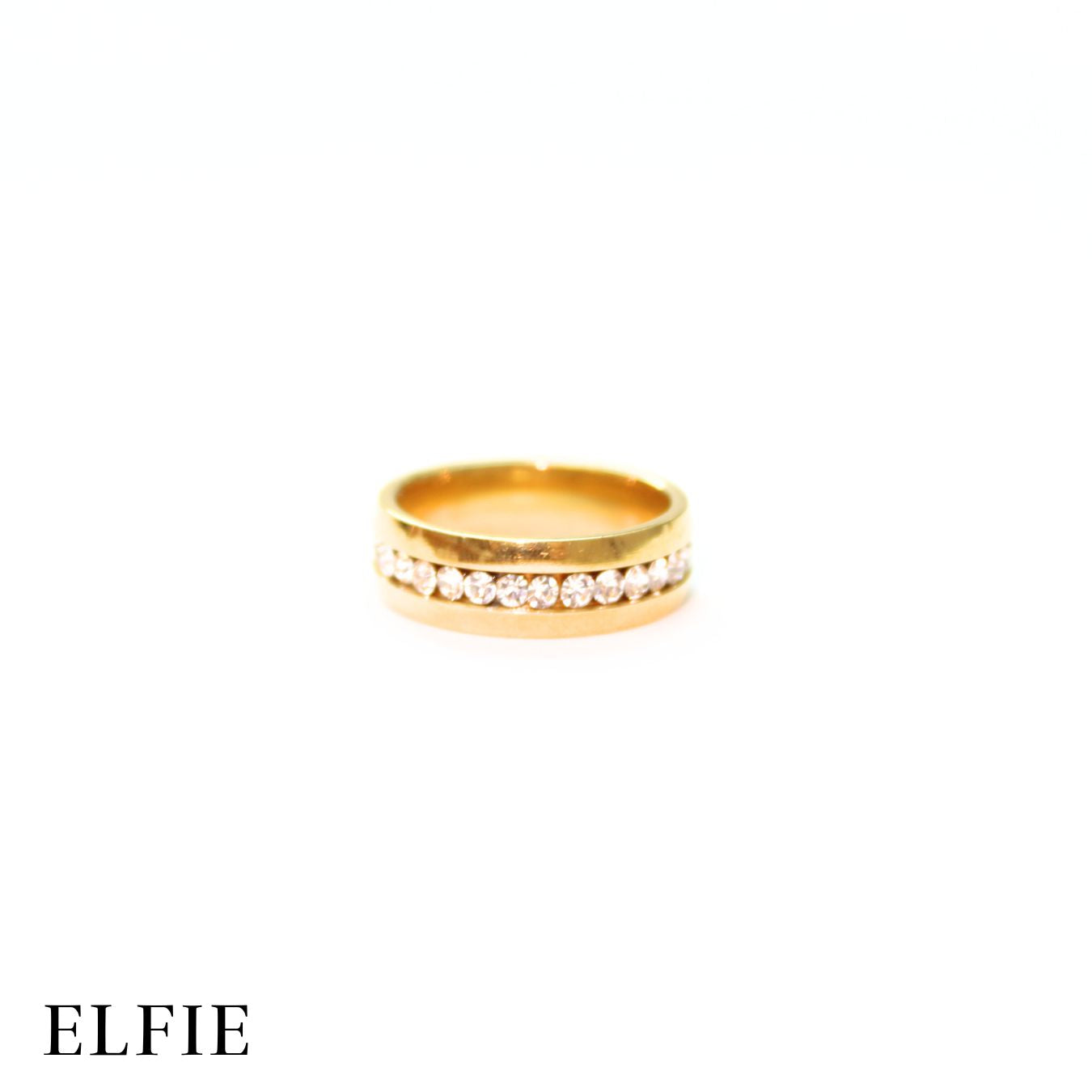 Zirconia Diamond Strip Titanium Ring