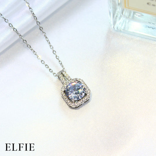 Silver Zirconia Pendant Titanium Necklace
