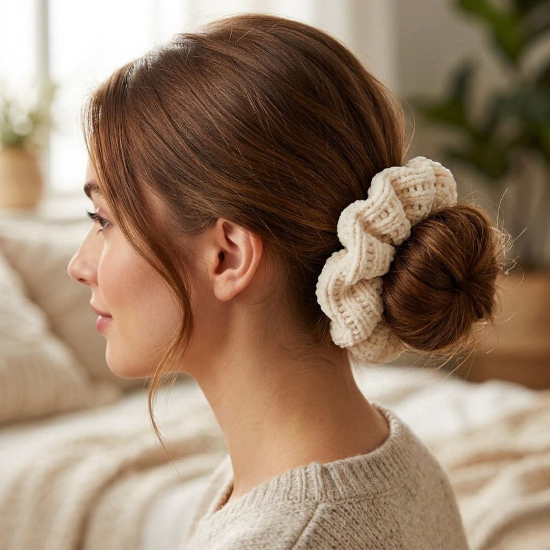 Knitted Vanilla Rib Scrunchie Hair Accessories