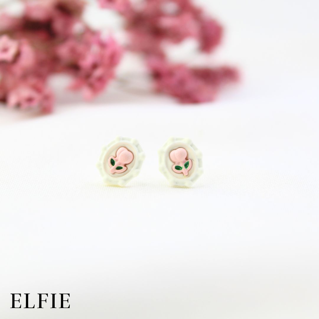 White And Pink Tulip Stud Earring