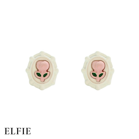 White And Pink Tulip Stud Non-Titanium Earring