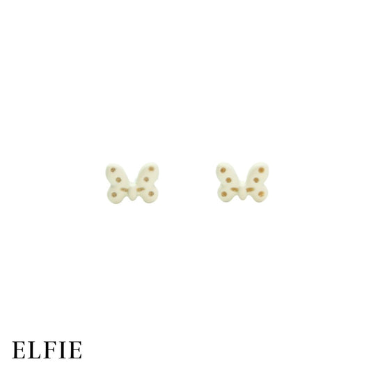 White Butterfly Stud Non-Titanium Earring
