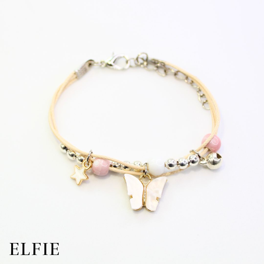 White Marble Butterfly Bell Ceramic Bracelet