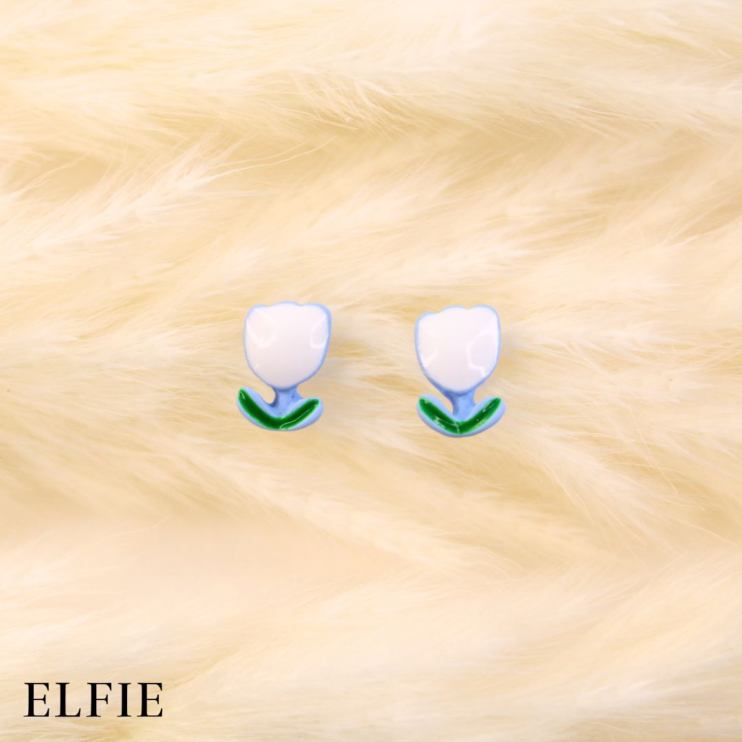 White N' Blue Tulip Stud Earring
