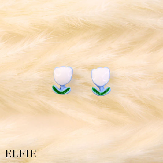 White N' Blue Tulip Stud Earring