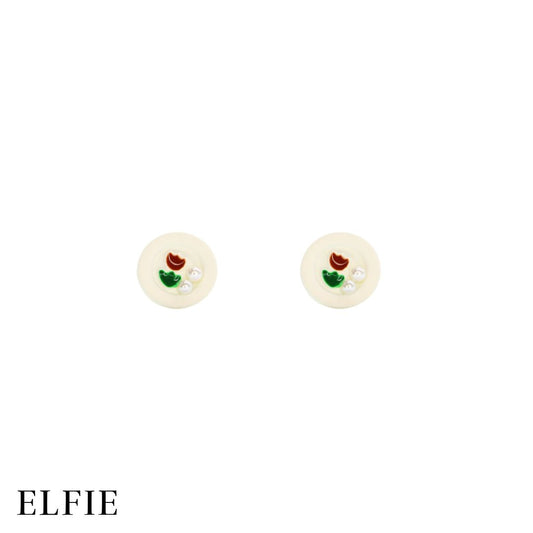 White N' Red Tulip Stud Non-Titanium Earring