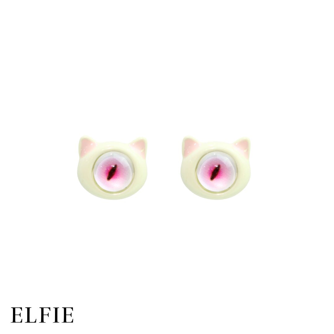 White Pink Snake Eyes Stud Earring