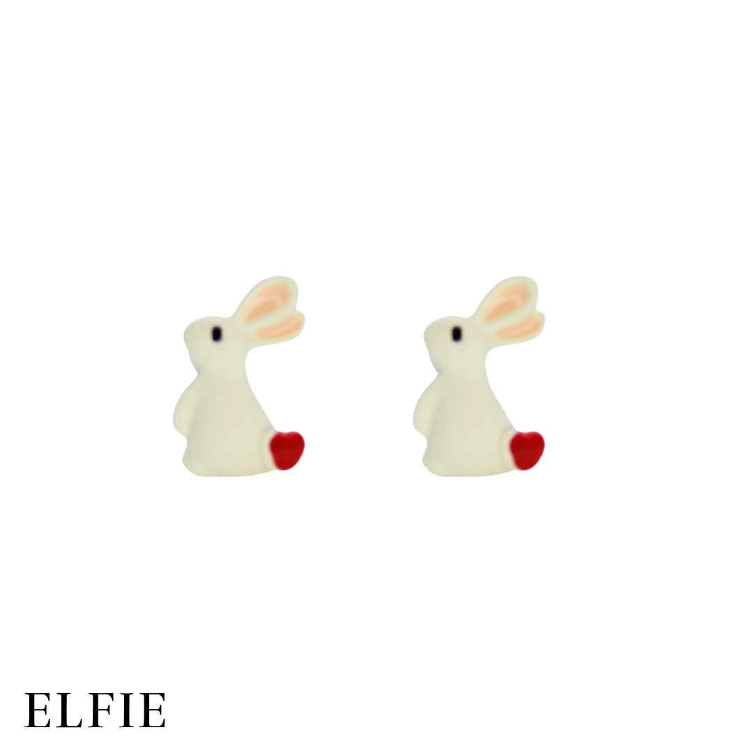 White Rabbit Heart Tail Stud Earring