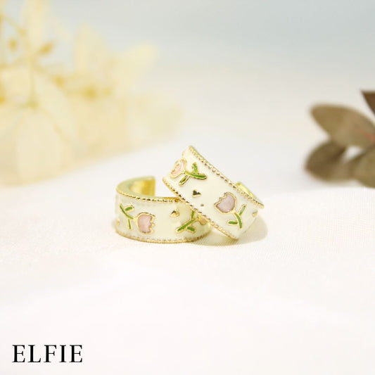 White Ring Tulip Flower Earring