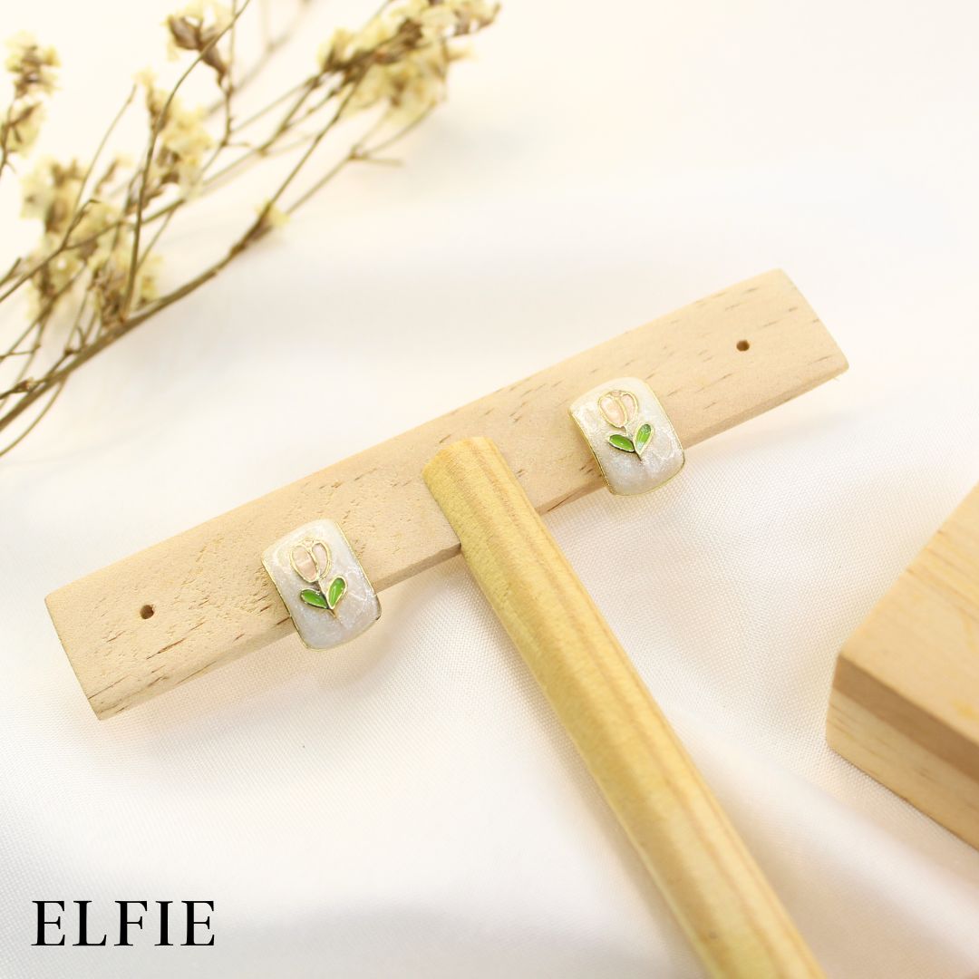 White Ring Tulip Stud Earring