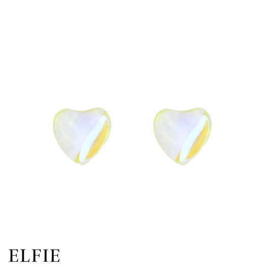 Yellow Resin Heart Stud Non-Titanium Earring