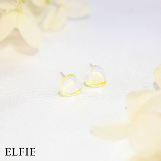 Yellow Resin Heart Stud Eearring