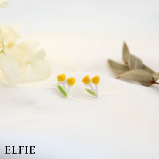 Yellow Tulip Flower Stud Earring