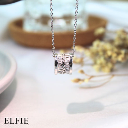 Zubir Zirconia Barrel Titanium Necklace