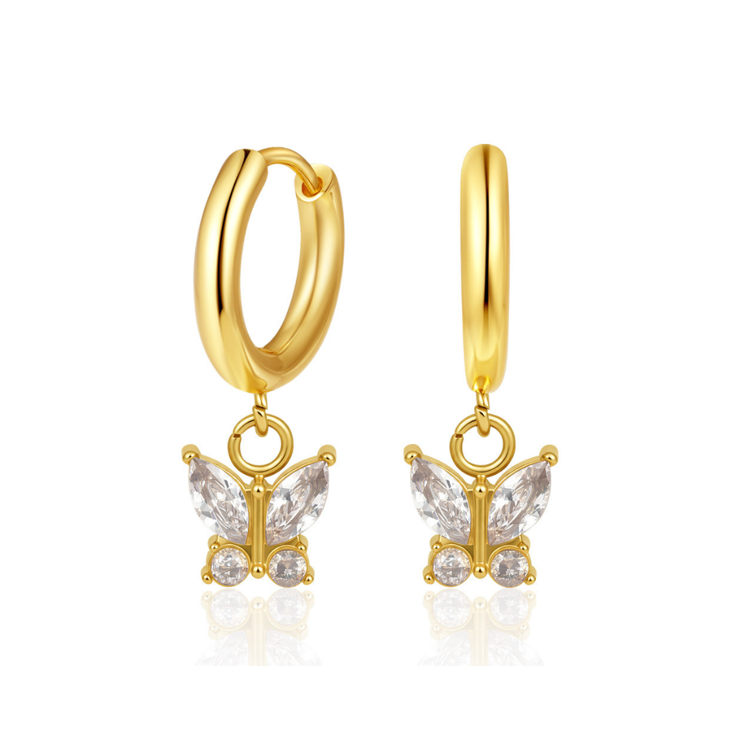 Marquise Wing Huggie Hoop Titanium Earring
