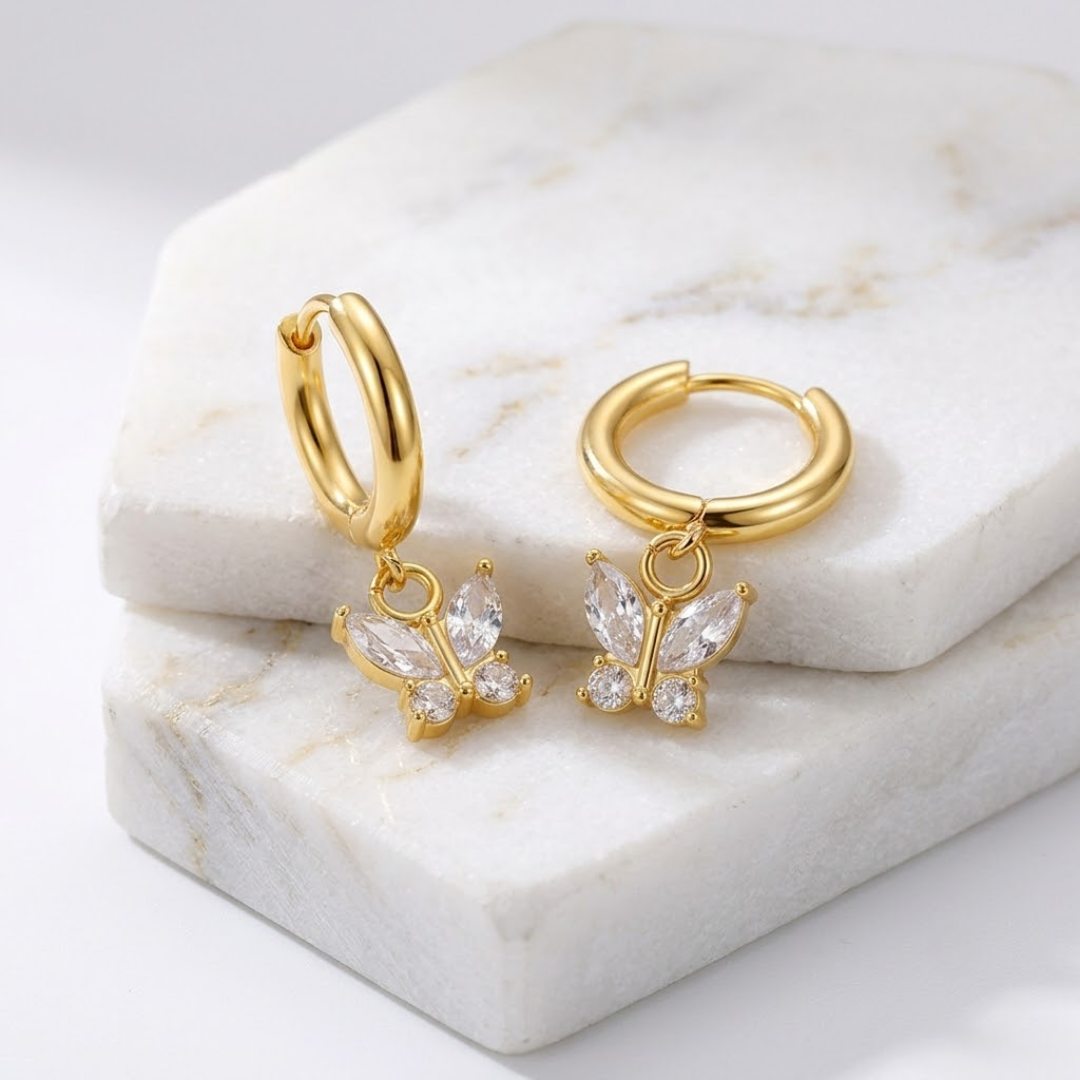 Marquise Wing Huggie Hoop Titanium Earring