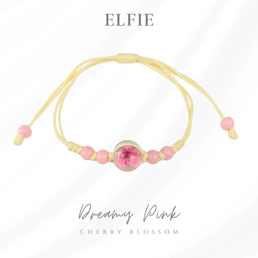 Fairy Pink Ceramic Dried Flower Bracelet