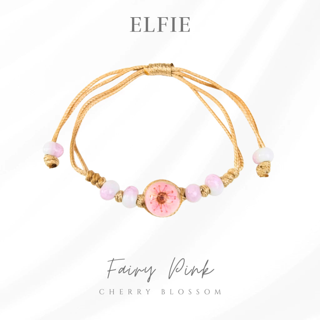 Fairy Pink Ceramic Dried Flower Bracelet